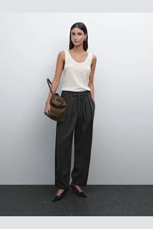 Massimo Dutti Dzianinowy Ażurowy Top Na Ramiączkach