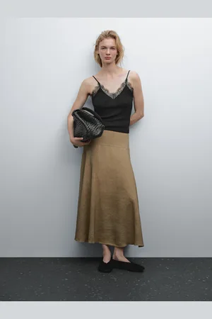 Massimo Dutti Bieliźniany Top Z Koronkowym Wykończeniem