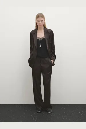 Massimo Dutti Satynowe Spodnie Z Szerokimi Nogawkami
