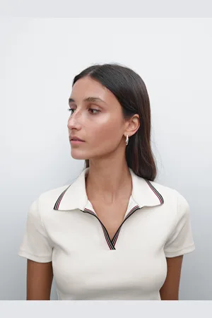 Massimo Dutti Dzianinowa Koszulka Polo Z Krótkim Rękawem I Kontrastowym Obszyciem