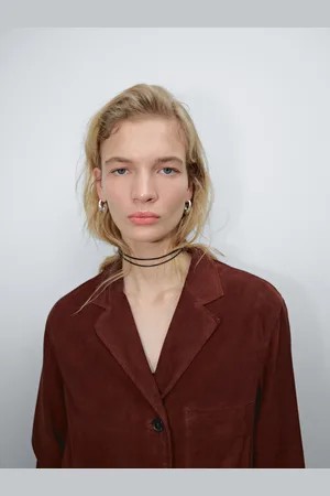 Massimo Dutti Prosta Marynarka Z Zamszowej Skóry