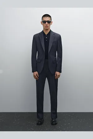 Massimo Dutti Spodnie Od Garnituru Z Wełny W Kratkę