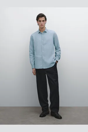 Massimo Dutti Jeansowa Koszula O Kroju Slim Z Mieszanki Bawełny