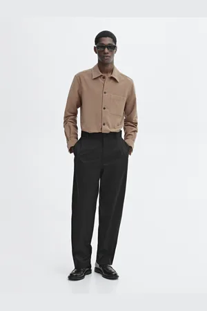 Massimo Dutti Spodnie Relax Fit Ze 100% Bawełnianego Diagonalu