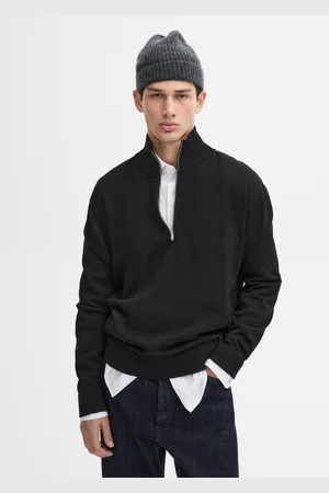 Massimo Dutti Dzianinowy Sweter Z Bawełny Z Półgolfem Na Suwak