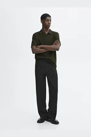 Massimo Dutti Bawełniana Koszulka Polo Z Dekoltem W Serek I Fakturą