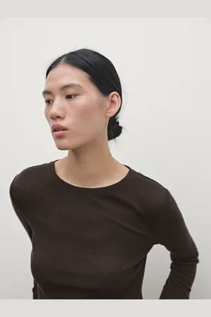 Massimo Dutti Dzianinowa Koszulka Z Ozdobnym Mankietem