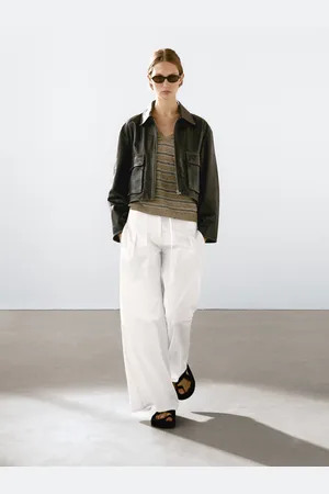 Massimo Dutti Spodnie Palazzo Z Mieszanki Bawełny
