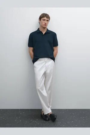 Massimo Dutti Bawełniana Koszulka Polo Z Piki O Drobnej Fakturze