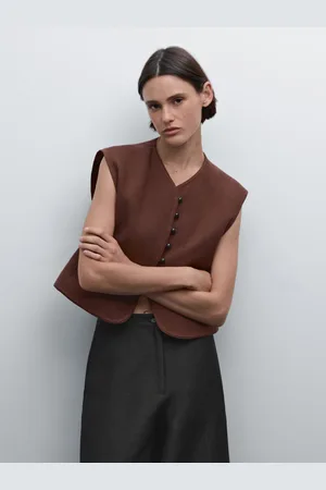 Massimo Dutti Kamizelka Z Mieszanki Lnu Z Guzikami