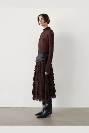Massimo Dutti Spódnica Średniej Długości Z Falbanami
