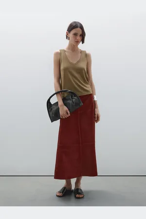 Massimo Dutti Dzianinowy Top Ze 100% Lnu Z Dekoltem W Serek