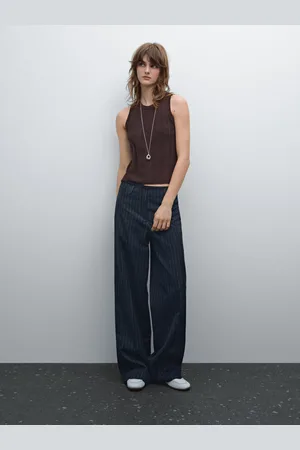 Massimo Dutti Top Z Dzianiny Pointelle Z Mieszanki Bawełny