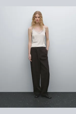 Massimo Dutti Bieliźniany Top Z Koronkowym Wykończeniem