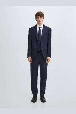Massimo Dutti Spodnie Od Garnituru W Paski Ze 100% Wełny