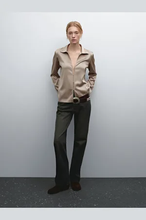 Massimo Dutti Luźna Satynowa Koszula Z Ozdobnymi Guzikami