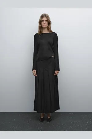 Massimo Dutti Spódnica Średniej Długości Z Asymetrycznymi Zakładkami