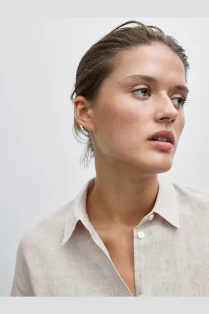 Massimo Dutti Luźna Koszula Z Lnu W Prążki
