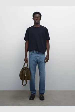 Massimo Dutti Bawełniana Koszulka Z Prążkowanym Dekoltem