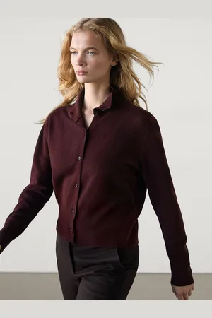 Massimo Dutti Wełniany Kardigan Z Półgolfem