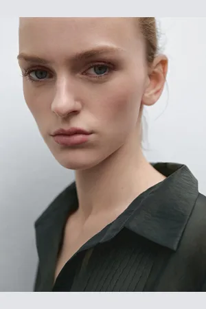 Massimo Dutti Luźna Koszula Z Ozdobnymi Plisami