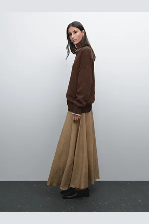Massimo Dutti Dzianinowy Sweter Z Mieszanki Lnu Z Okrągłym Dekoltem