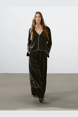 Massimo Dutti Luźna Koszula Z Kontrastowym Stebnowaniem
