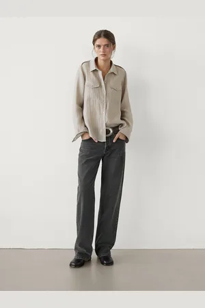 Massimo Dutti Luźna Prześwitująca Koszula Z Kieszeniami
