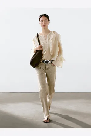 Massimo Dutti Luźna Bluzka Z Falbanami
