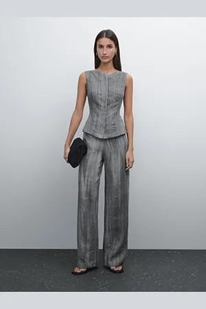Massimo Dutti Kamizelka Ze 100% Lnianej Tkaniny