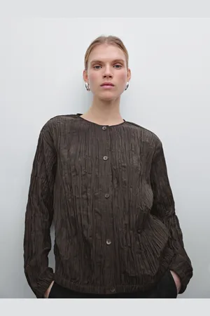 Massimo Dutti Luźna Plisowana Koszula W Stylu Bomberki