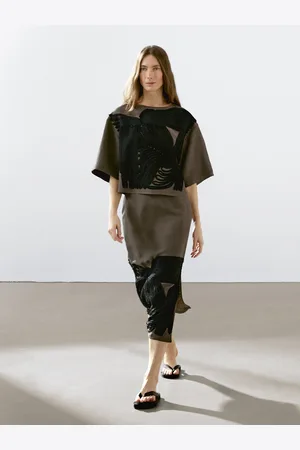 Massimo Dutti Luźna Bluzka Z Kontrastowymi Wstążkami