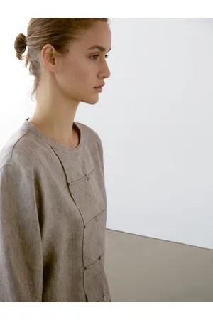 Massimo Dutti Melanżowa Japońska Koszula Ze 100% Lnu