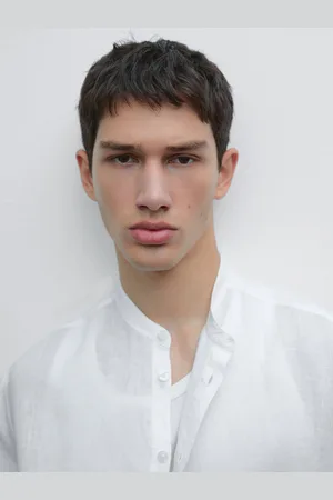 Massimo Dutti Koszula Ze 100% Lnu Ze Stójką