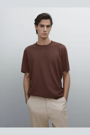 Massimo Dutti Short-Sleeved T-Shirt With Linen