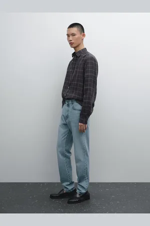 Massimo Dutti Koszula O Kroju Regular Fit Ze 100% Lnu W Kratkę