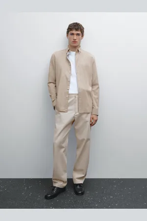 Massimo Dutti Koszula O Kroju Regular Fit Z Diagonalu Z Mieszanki Bawełny