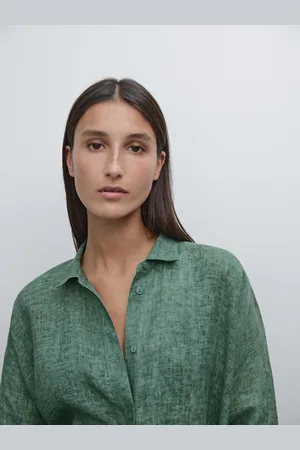 Massimo Dutti Długa Koszula Wierzchnia Ze 100% Lnu