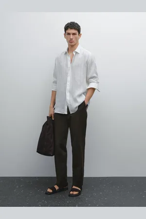 Massimo Dutti Koszula W Prążki Ze 100% Lnu