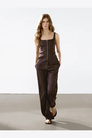 Massimo Dutti Dopasowana Kamizelka W Paski Z Suwakiem