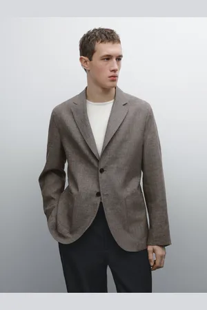 Massimo Dutti Marynarka Z Mieszanki Lnu Z Fakturą