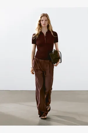 Massimo Dutti Dzianinowy Sweter Polo Z Mieszanki Bawełny