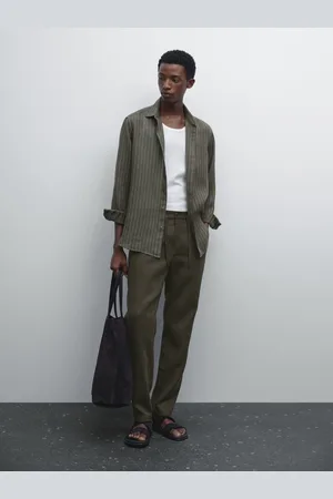 Massimo Dutti Koszula O Kroju Regular Fit W Paski Ze 100% Lnu