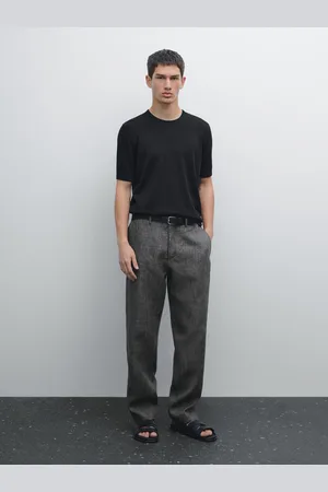 Massimo Dutti Dzianinowy Sweter Z Mieszanki Bawełny Z Krótkim Rękawem