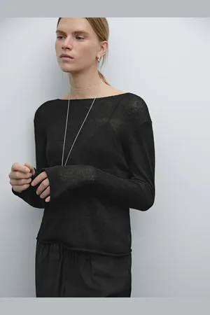 Massimo Dutti Ażurowy Sweter Z Mieszanki Lnu