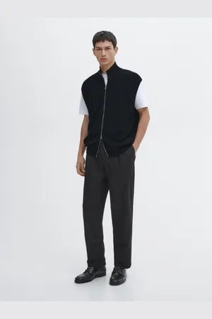 Massimo Dutti Dzianinowa Kamizelka Z Bawełny Z Zapięciem Na Suwak