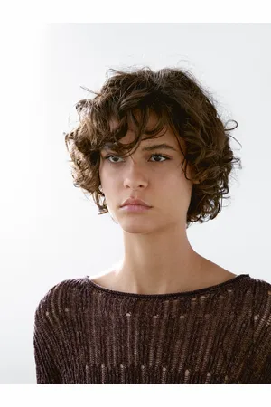 Massimo Dutti Asymetryczny Ażurowy Sweter