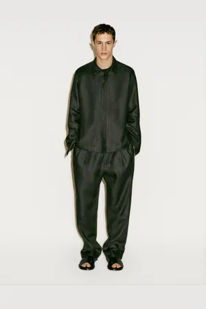 Massimo Dutti Spodnie Ze 100% Lnu Z Podwójnymi Zakładkami − Limited Edition