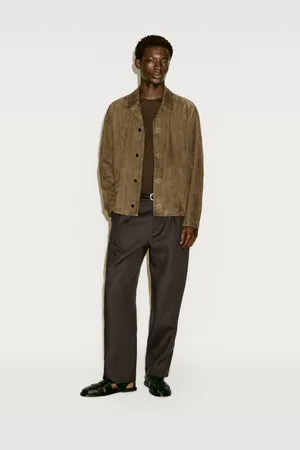 Massimo Dutti Lekka Krótka Kurtka Ze Skóry Zamszowej − Limited Edition