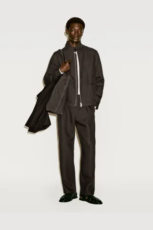 Massimo Dutti Spodnie Z Diagonalu Ze 100% Lnu Z Zakładkami − Limited Edition